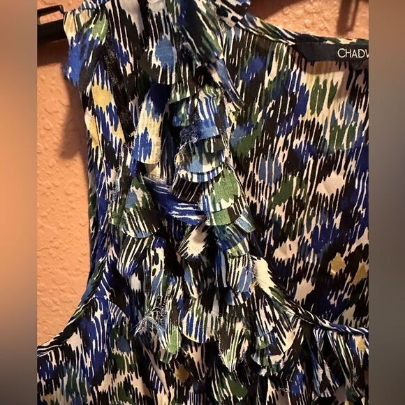 Chadwick’s blue and white fringe blouse - Picture 2 of 7